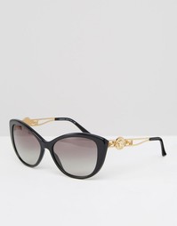 Солнцезащитные очки кошачий глаз с отделкой Versace - Черный