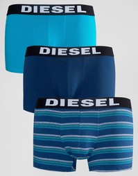 3 хлопковых боксеров‑брифов стретч с полосками Diesel - Синий