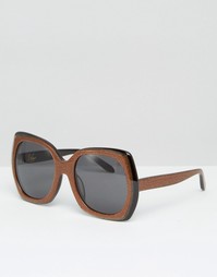 Квадратные солнцезащитные очки в стиле 70‑х ASOS - Bronze glitter Vow London