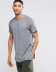 Удлиненная футболка в стиле casual с разрезами по бокам ASOS - Серый