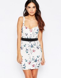 Платье мини с вырезом сердечком и принтом птиц Oh My Love