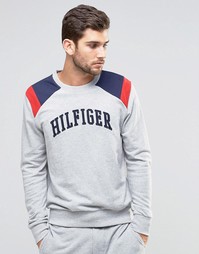 Свитшот в стиле колор блок с круглым вырезом Tommy Hilfiger - Серый