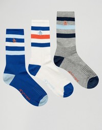 3 пары спортивных носков в стиле ретро Original Penguin - Синий