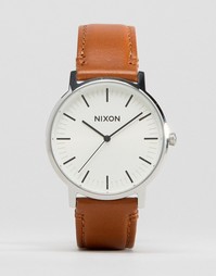 Светло-коричневые часы с кожаным ремешком Nixon Porter - Рыжий