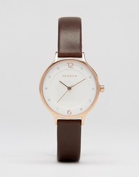 Часы с коричневым кожаным ремешком Skagen Anita SKW2472 - Коричневый