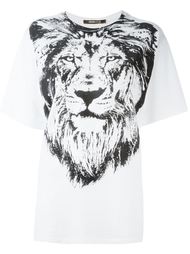 футболка с принтом льва Roberto Cavalli