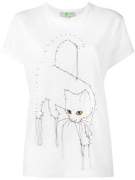 футболка с вышивкой кошки  Stella McCartney