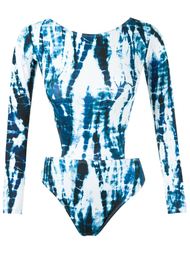 cut out long sleeve swimsuit Blue Man