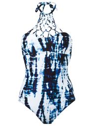 print halter swimsuit Blue Man