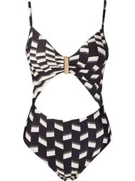 cut out detail printed swimsuit Lygia &amp; Nanny