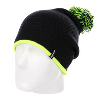 Шапка с помпоном True Spin Neon Pom 2 Tone Black/Lime