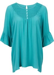 Блузка с кружевной вставкой (черный) Bonprix