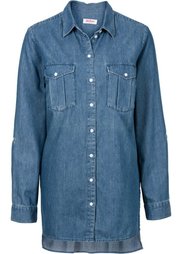 Джинсовая рубашка длинного покроя (нежно-голубой) Bonprix