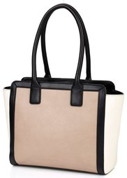 Трехцветная сумка (кремовый/серо-коричневый/корал) Bonprix