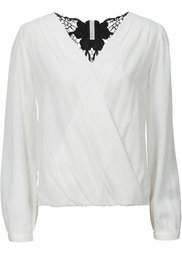 Блузка с кружевной вставкой (черный) Bonprix