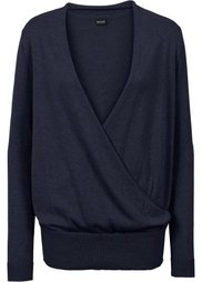 Пуловер с эффектом запаха (светло-серый меланж) Bonprix