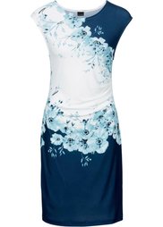 Платье со сборками (черный/коралловый с принтом) Bonprix