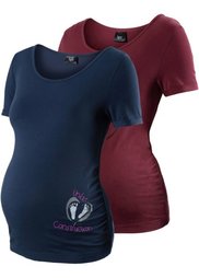 Мода для беременных: футболка из биохлопка (2 шт.) (белый + светло-серый меланж) Bonprix