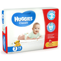 Подгузники Huggies Classic (3) Mega Pack 4-9 кг, 78 шт.