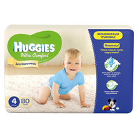 Подгузники Huggies Ultra Comfort для мальчиков Giga Pack (4) 8-14 кг, 80 шт.
