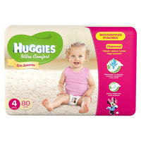 Подгузники Huggies Ultra Comfort для девочек Giga Pack (4) 8-14 кг, 80 шт.