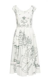 Приталенное платье с контрастным принтом и V-образным вырезом Dolce &amp; Gabbana