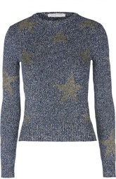 Приталенный хлопковый пуловер с принтом в виде звезд Valentino