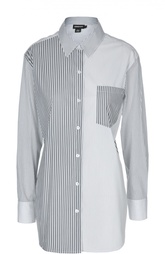 Удлиненная блуза в полоску с накладным карманом DKNY