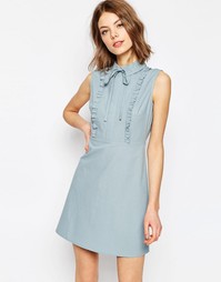 Платье-рубашка с оборками ASOS - Синий