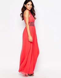 Платье-халтер макси с декоративной отделкой Little Mistress - Красный