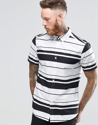 ASOS Striped Shirt In Monochrome In Regular Fit - Белый