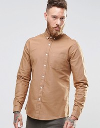 ASOS Oxford Shirt In Tan With Long Sleeves In Regular Fit - Рыжий