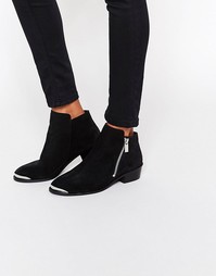 ASOS ASHTON Leather Zip Ankle Boots - Черный