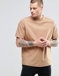 ASOS Short Sleeve Military Woven T-Shirt With Sleeve Pocket In Camel I