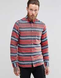 ASOS Long Sleeve Multi Stripe Shirt In Red In Regular Fit - Красный