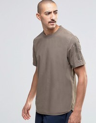 ASOS Short Sleeve Mlitary Shirt With Sleeve Pocket In Khaki In Regular