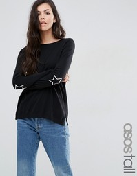 ASOS TALL Jumper with Embroided Star Elbow Patch - Черный