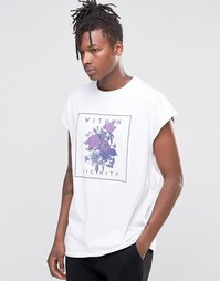 Oversize-футболка без рукавов с цветочным принтом и необработанным кра Asos
