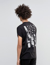 ASOS Super Oversized T-Shirt With Flag Back Print And Roll Sleeve