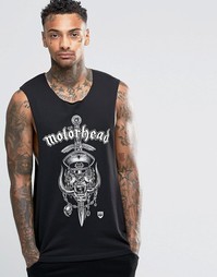 Футболка без рукавов с заниженными проймами и надписью Motorhead ASOS