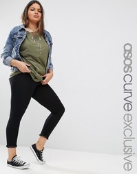 Леггинсы с помпонами по краю ASOS CURVE - Черный