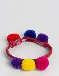 Reclaimed Vintage Bright Pom Pom Bracelet - Мульти
