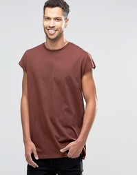 Длинная oversize‑футболка красного цвета ASOS - Chestnut
