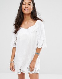 Boohoo Crochet Embroidered Dress - Слоновая кость