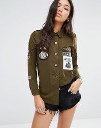 Boohoo Utility Badge Shirt - Зеленый