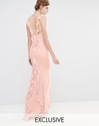 Платье макси с асимметричным краем и оборками сзади Jarlo Wedding