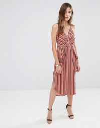 Платье миди в полоску BCBG Generation - Golden cognac h7b