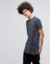 ASOS Super Longline T-Shirt With Tie Side Fastening And D Rings
