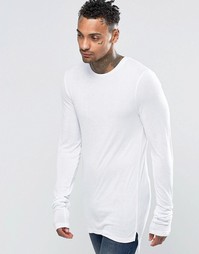 ASOS Fine Rib Super Longline Muscle Long Sleeve T-Shirt With Stacked S