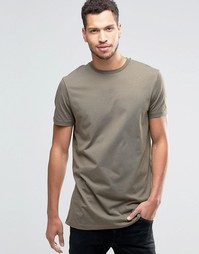 Длинная зеленая футболка ASOS - Камуфляжный хаки